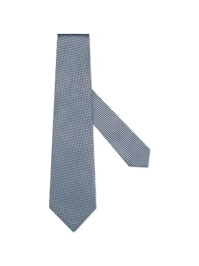Zegna Patterned Silk Tie In Blue
