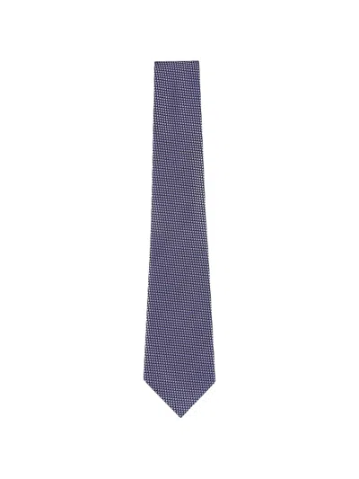 Zegna Patterned Silk Tie In Blue