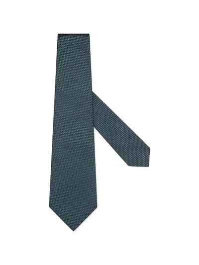 Zegna Patterned Silk Tie In Green