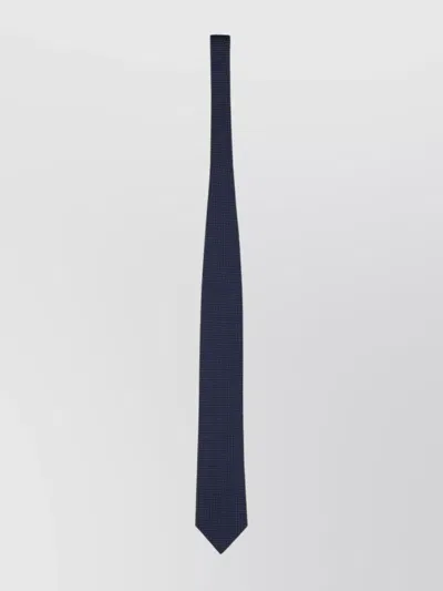 Zegna Patterned Silk Tie Pointed Tip Slim Design In Blue