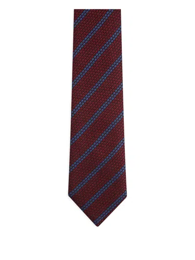 Zegna Patterned Silk Tie In Red