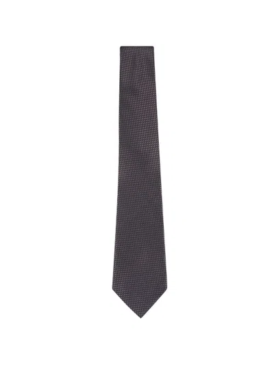 Zegna Patterned Tie In Brown