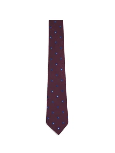 Zegna Geometric-patterned Tie In Burgundy