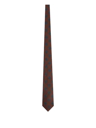 Zegna Patterned Wool Tie In Brown
