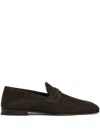 Zegna Suede Penny Loafer In Black