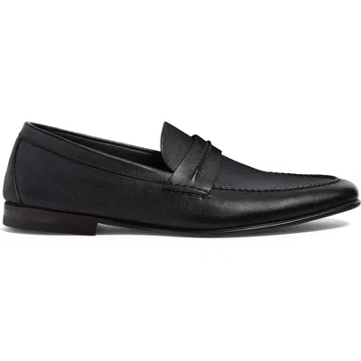 ZEGNA ZEGNA BLACK NATURAL GRAIN LEATHER LOAFER