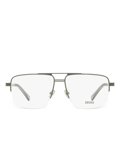 Zegna Pilot-frame Semi-rimless Glasses In Gray