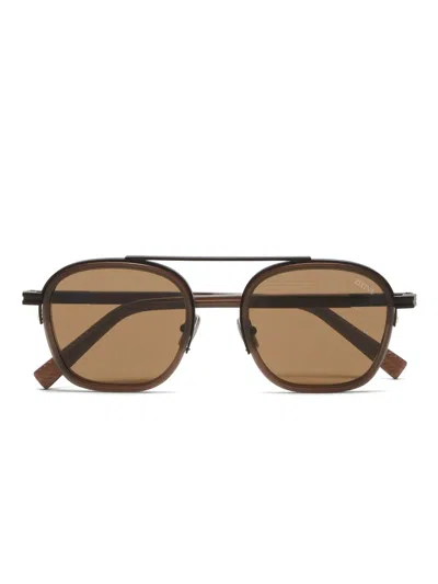 Zegna Pilot-frame Sunglasses In Brown