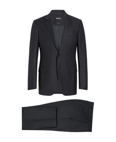 Zegna Pinpoint Trofeo Wool Suit In Black