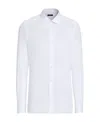 Zegna Micro Striped Trecapi Tailored Fit Long Sleeve Shirt In White