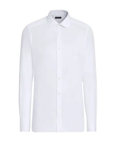 ZEGNA ZEGNA PINSTRIPED LONG-SLEEVED SHIRT