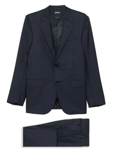 Zegna Pinstripe Two-piece Suit In Blue