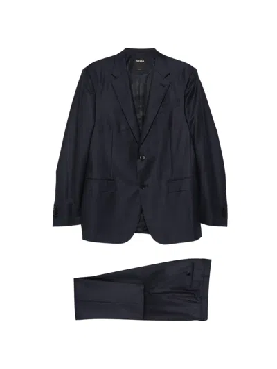 Zegna Pinstripe Two-piece Suit In Blue