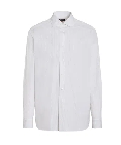 ZEGNA ZEGNA PINSTRIPED LONG-SLEEVED SHIRT