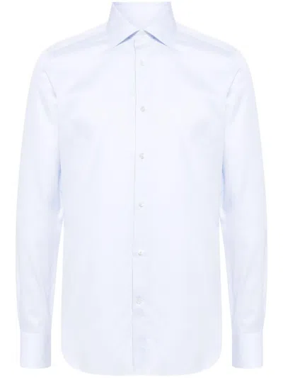 Zegna Pinstriped Shirt In Blue