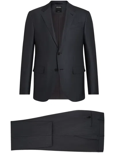 Zegna Pinstriped Suit In Grey