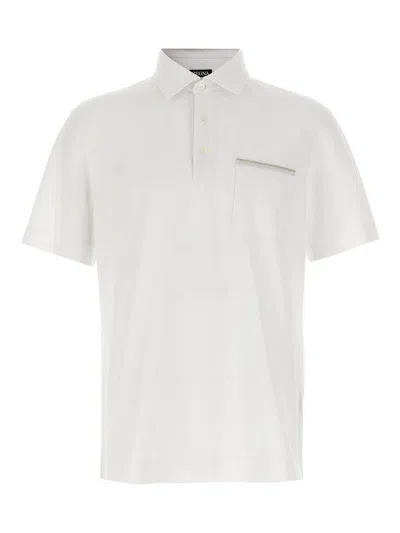 Zegna Piqu Polo Shirt In Neutral