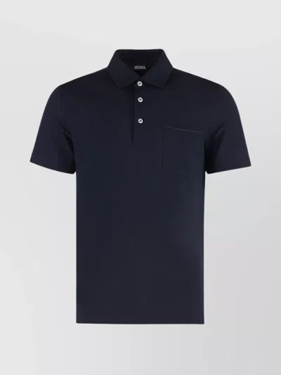 Zegna Men's Piquet Polo T-shirt In Black