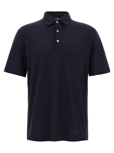 Zegna Men's Piquet Polo T-shirt In Black
