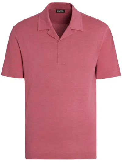 Zegna Piqué Polo Shirt In Pink