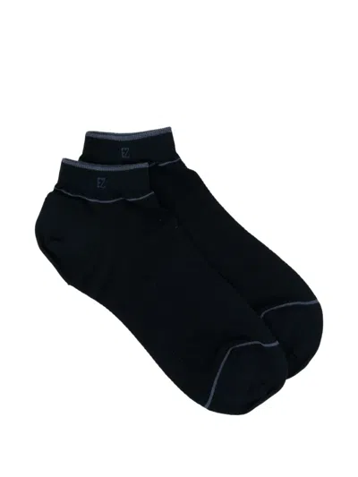 Zegna Piqué Socks In Blue