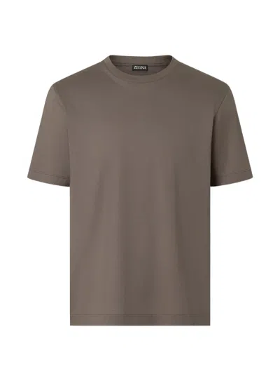 Zegna Piquet Cotton T-shirt In Gray