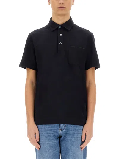 Zegna Men's Piquet Polo T-shirt In Black