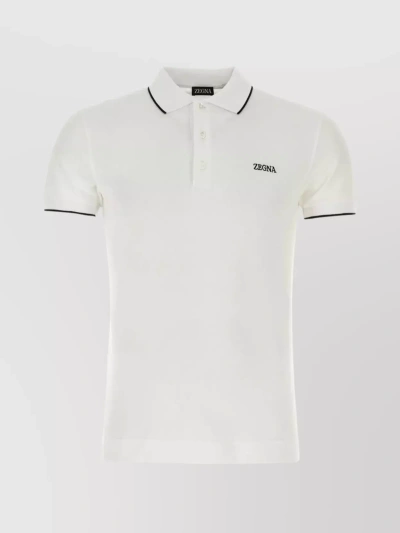 ZEGNA PIQUET POLO SHIRT WITH SIDE SLITS