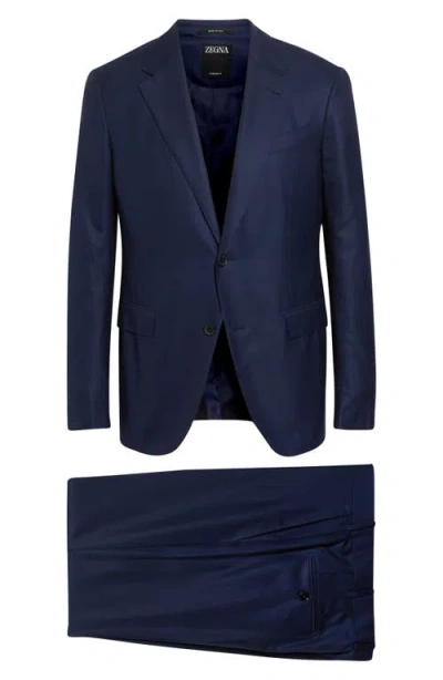 Zegna Plaid 15milmil15 Wool Suit In Blue