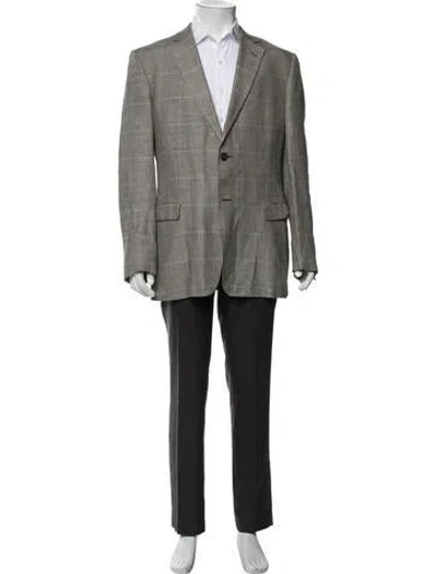 Pre-owned Zegna Plaid Print Blazer In Grey