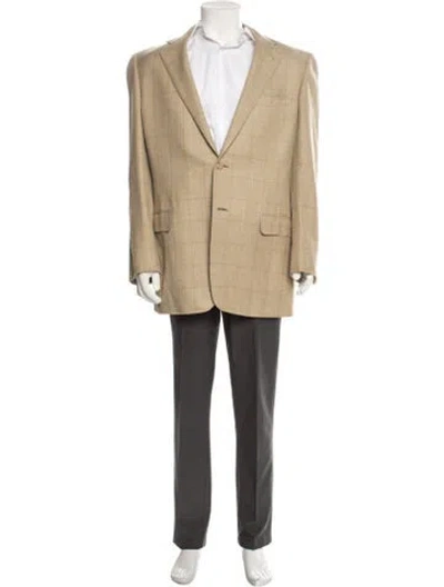 Pre-owned Zegna Plaid Print Blazer In Neutral