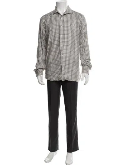 Pre-owned Zegna Plaid Print Long Sleeve Dress Shirt In Multicolor