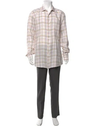 Pre-owned Zegna Plaid Print Long Sleeve Shirt In Neutral