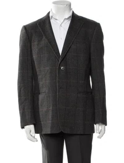 Pre-owned Zegna Plaid Print Two-piece Blazer In Grey