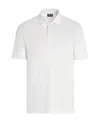 Zegna Cotton Polo Shirt With Intarsia Knitted Stripe In White