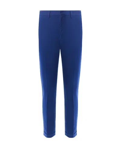 Zegna Pleated And Curled Casual Pants In Blue
