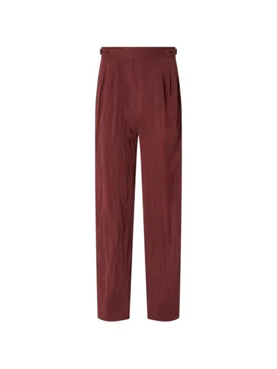 Zegna Pleated Cotton Pants In Red