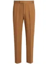 Zegna Foliage Cotton-wool Blend Trousers In Vicuna