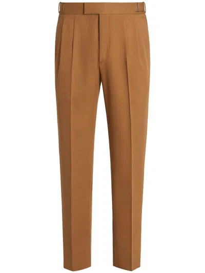 ZEGNA PLEAT-DETAIL STRAIGHT-LEG TROUSERS