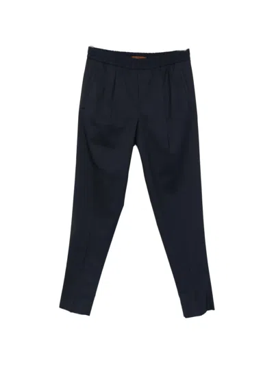 Zegna Pleated Elasticated-waistband Trousers In Blue