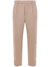 Zegna Pleated Gabardine Trousers In Neutrals