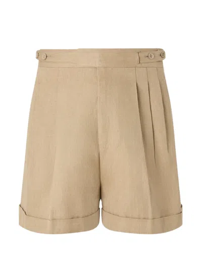 Zegna Pleated Linen Shorts In Neutral