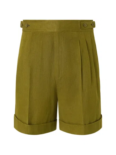Zegna Pleated Olive Green Shorts