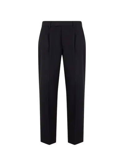 Zegna Pleated Pressed-crease Trousers In Black