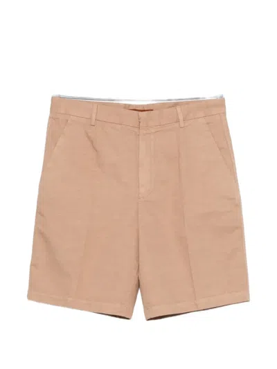 Zegna Pleated Shorts In Brown