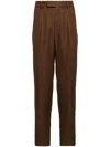 Zegna Pleated Slim-fit Trousers In 褐色