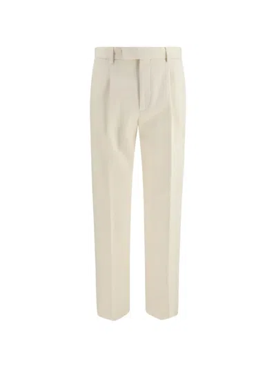 Zegna Cotton And Cashmere Tailored Trousers In White