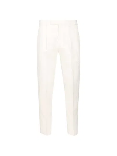 Zegna Straight-leg Pleated Linen-twill Trousers In White