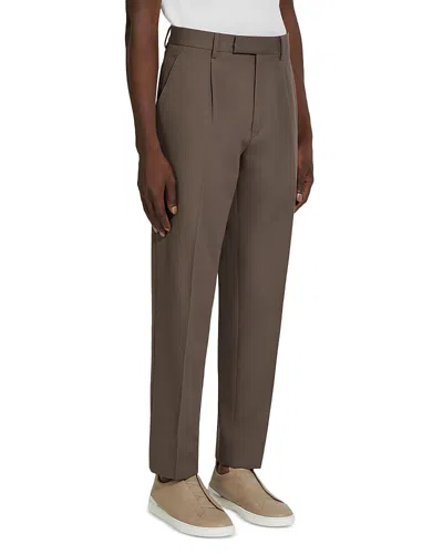 Zegna Pleated Trousers In Dark Taupe