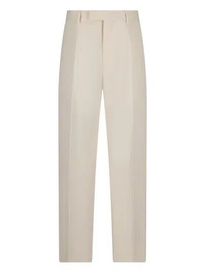 Zegna Pleated Welt-pockets Trousers In White